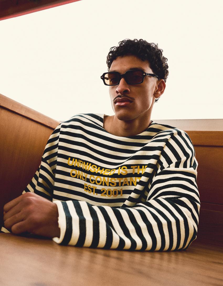 Sweat-Shirt Col Rond Rayé