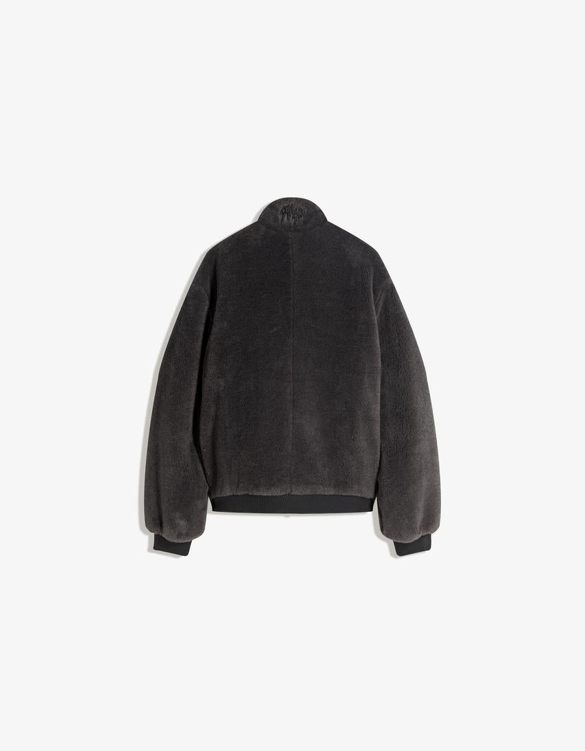 Blouson graphique effet mouton synthétique