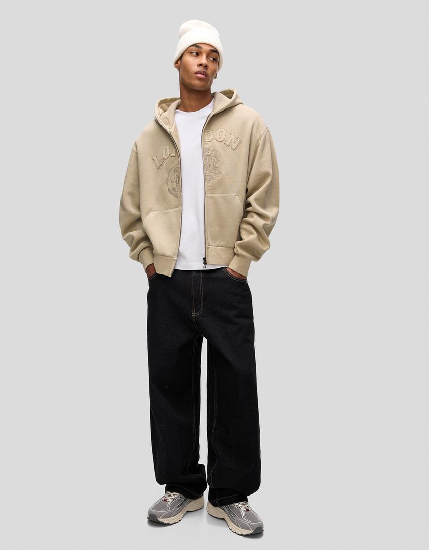 Sweat Zippé Boxy Fit Brodé