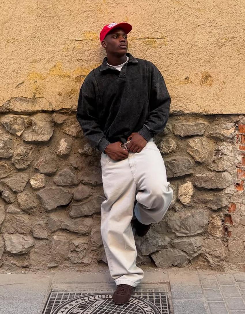 SWEAT À COL POLO OVERSIZE