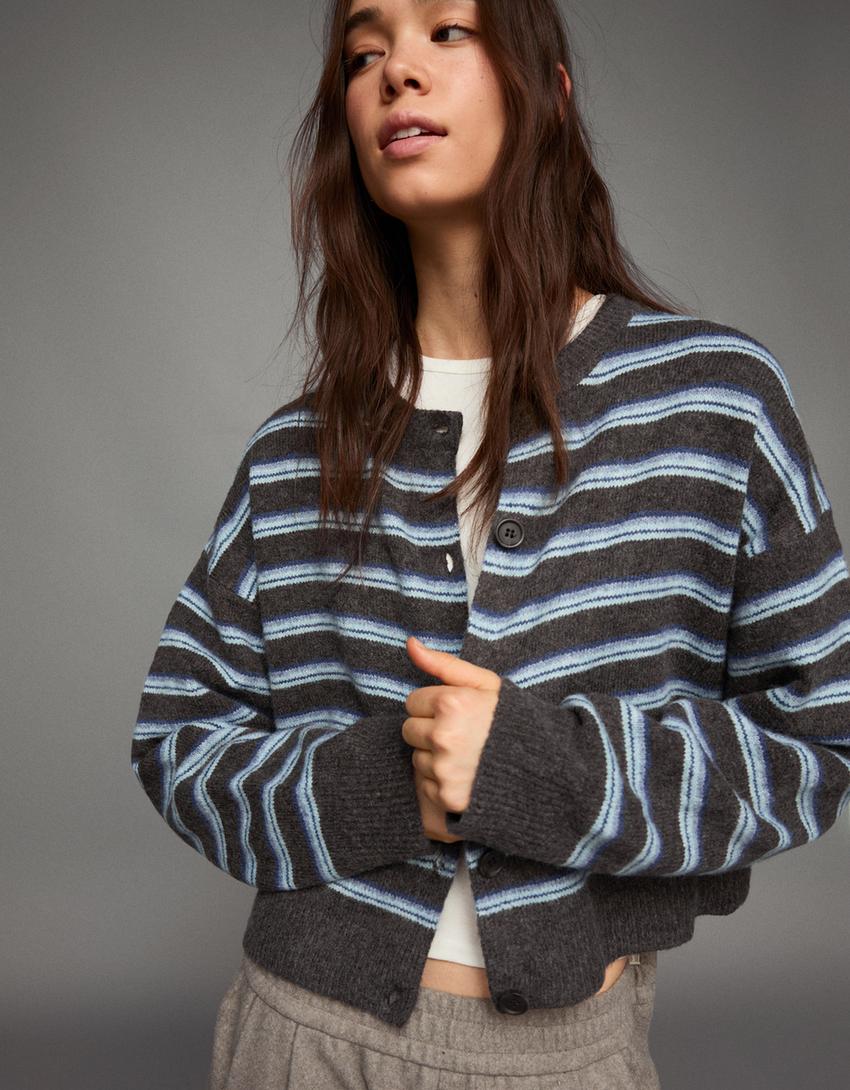 Gilet À Boutons Rayé