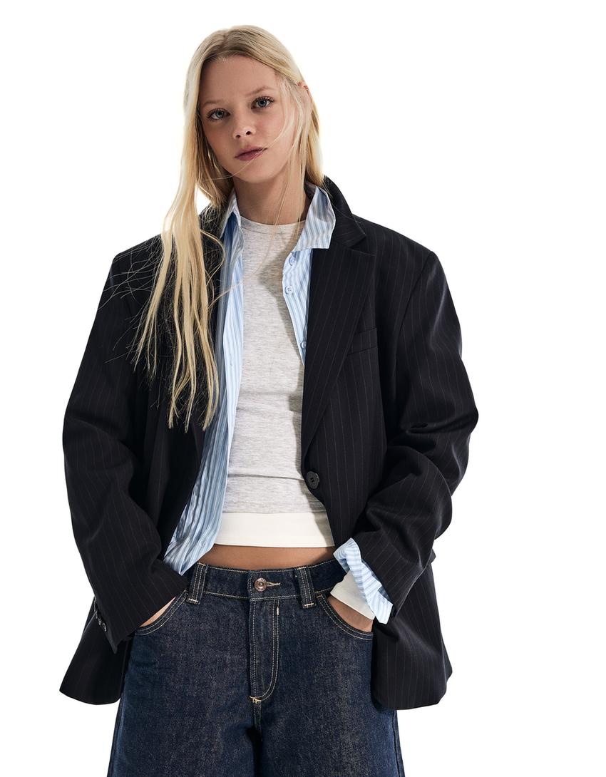 Blazer Croisée À Rayures