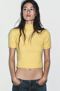 Pull En Maille Douce À Manches Courtes