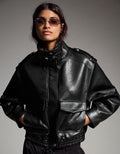 Blouson Similicuir Col Cheminée