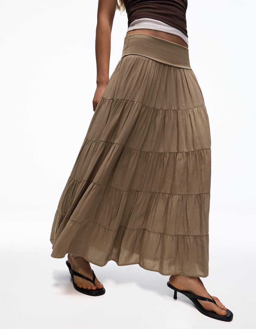 Jupe Midi Taille Repliée