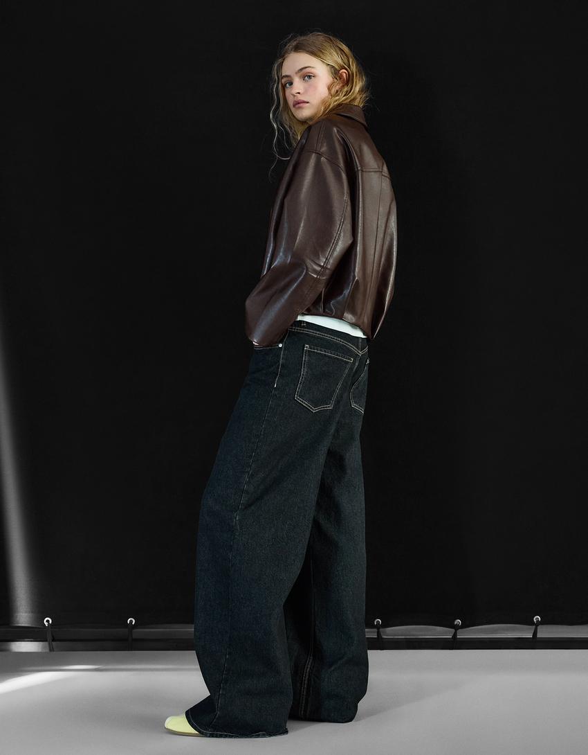 Blouson Bomber Similicuir Ceinture