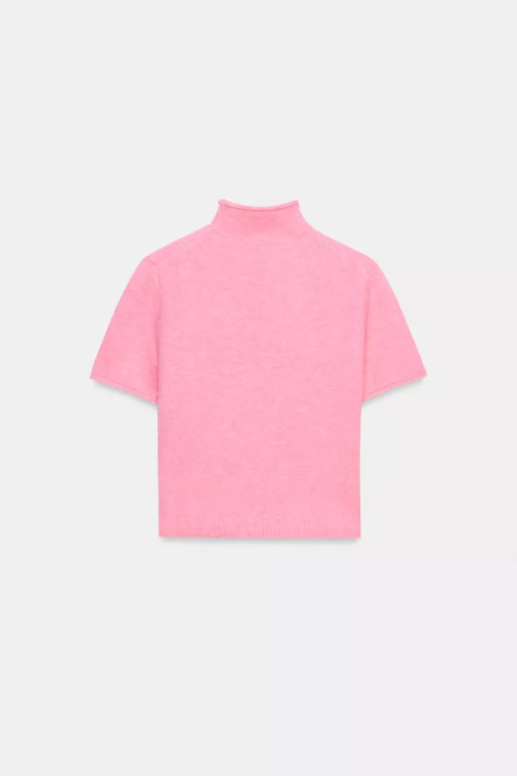 Pull En Maille Douce À Manches Courtes
