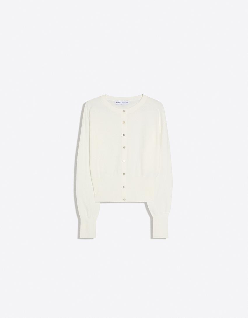 Gilet Col Rond Boutons Rayures