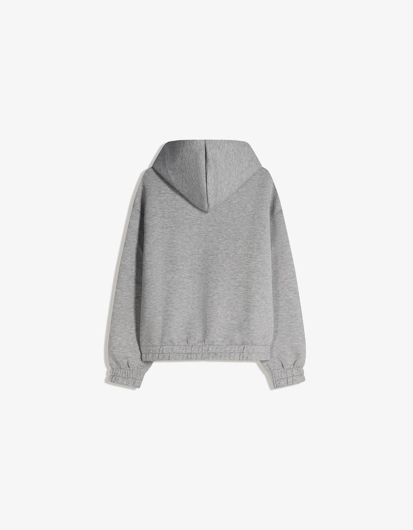 Sweat Zippé à Capuche Effet Néoprène
