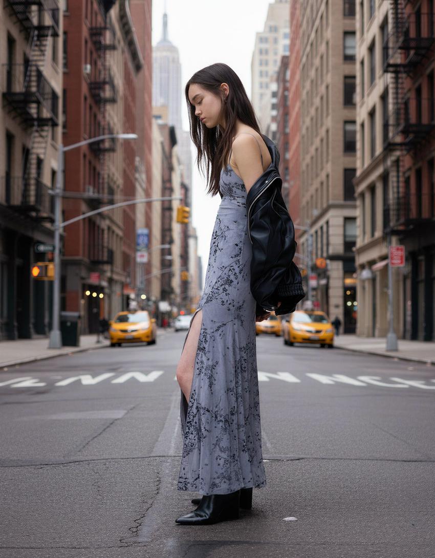 Robe Midi Bretelles En Tulle