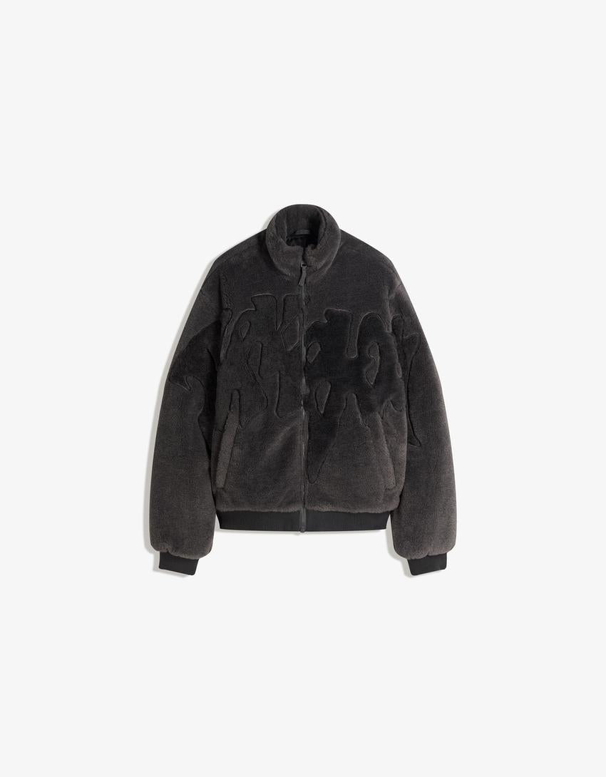 Blouson graphique effet mouton synthétique