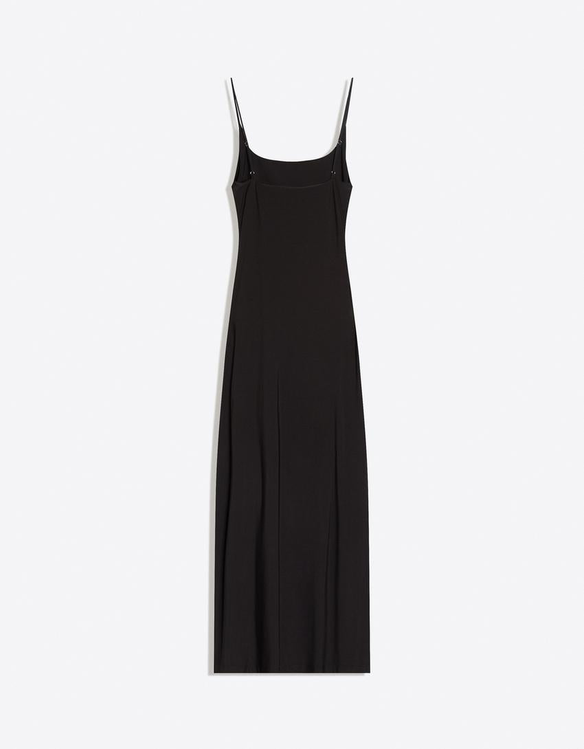 Robe Midi À Bretelles Froncée