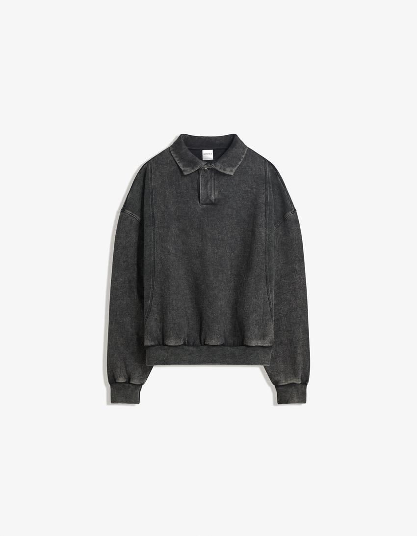SWEAT À COL POLO OVERSIZE