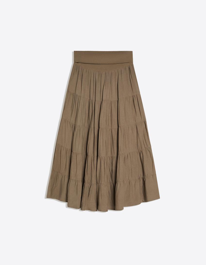 Jupe Midi Taille Repliée