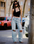 Jeans Wide Leg Taille Haute Déchiré