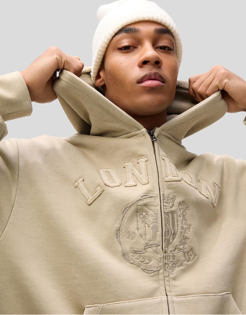 Sweat Zippé Boxy Fit Brodé