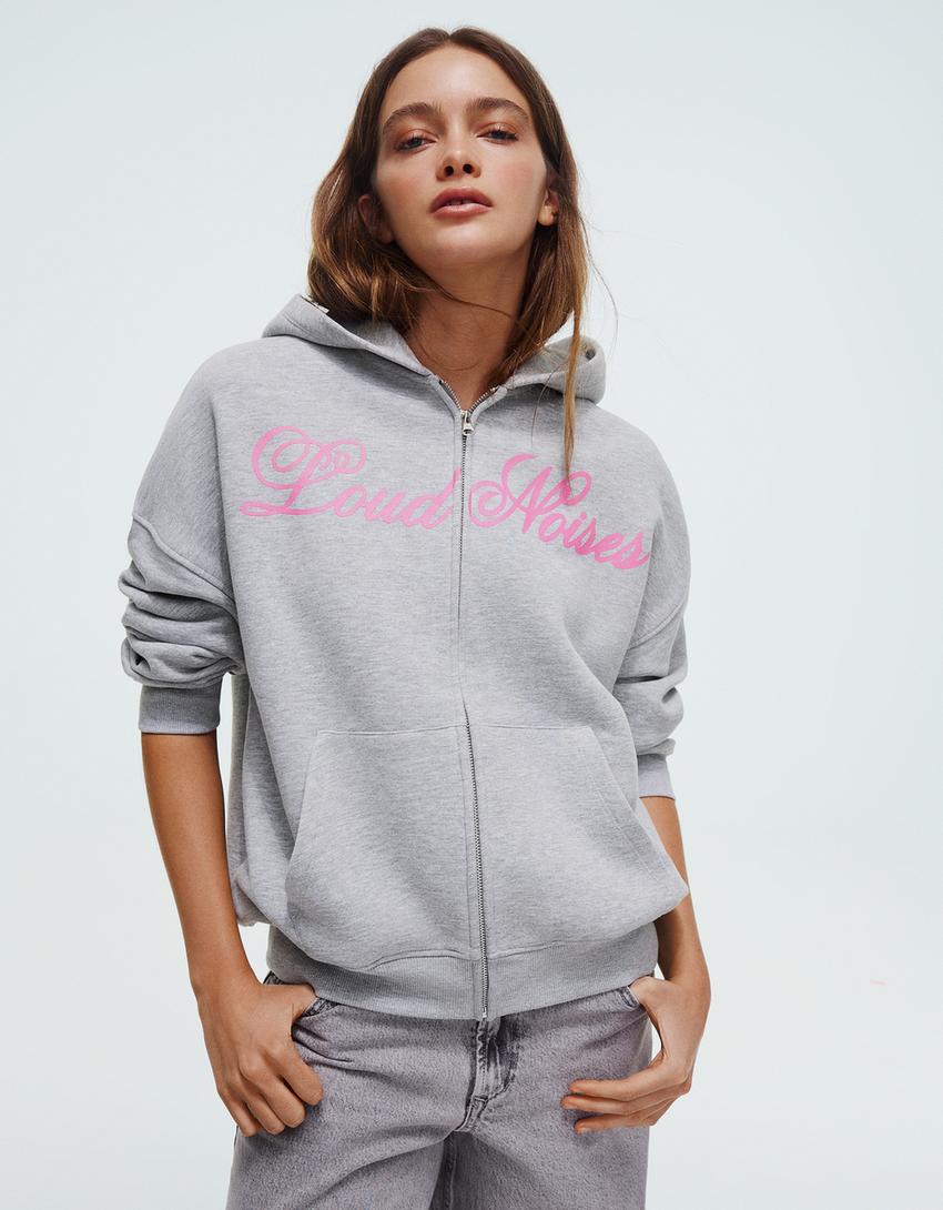 SWEAT OVERSIZE ZIPPÉ À CAPUCHE IMPRIMÉ
