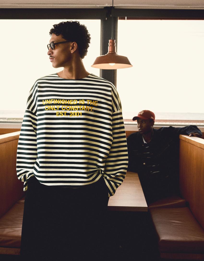 Sweat-Shirt Col Rond Rayé