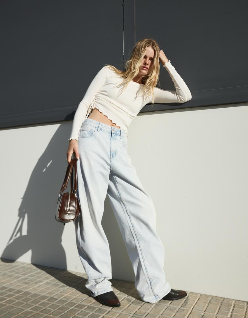 Jeans Wide Leg Barrel Taille Haute