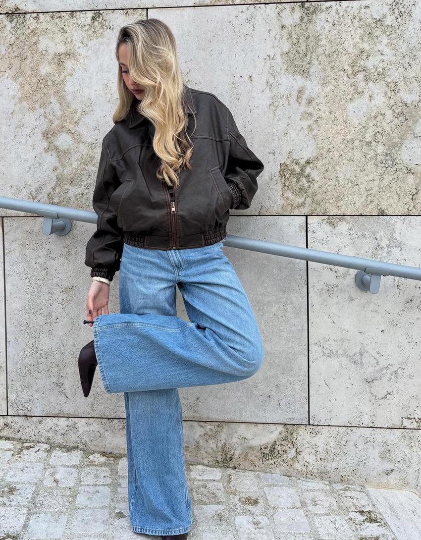Jeans Wide Leg Taille Haute Croisée