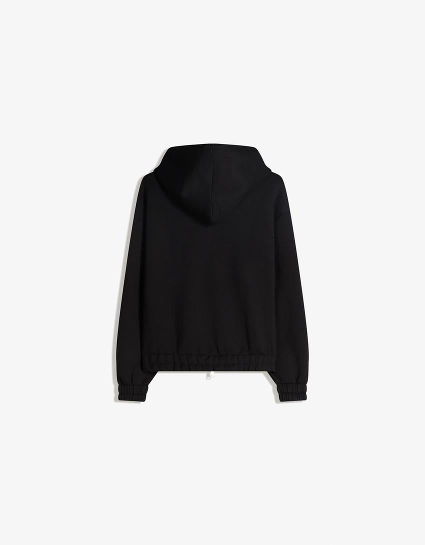 Sweat Zippé à Capuche Effet Néoprène