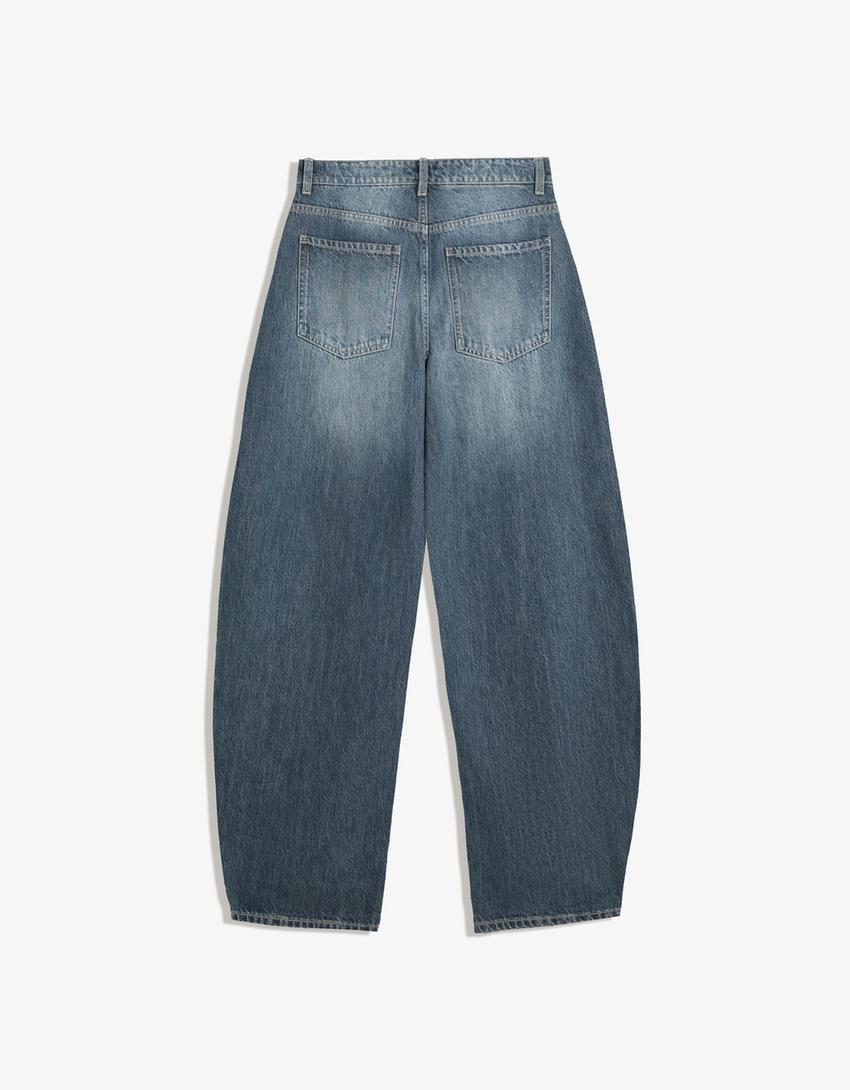 Jeans Wide Leg Barrel Taille Haute