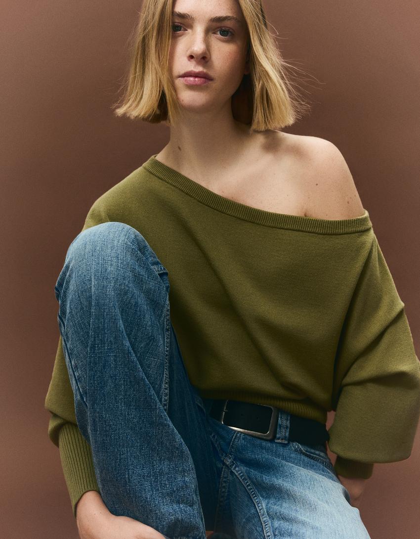 Pull Asymétrique À Ourlet Côtelé