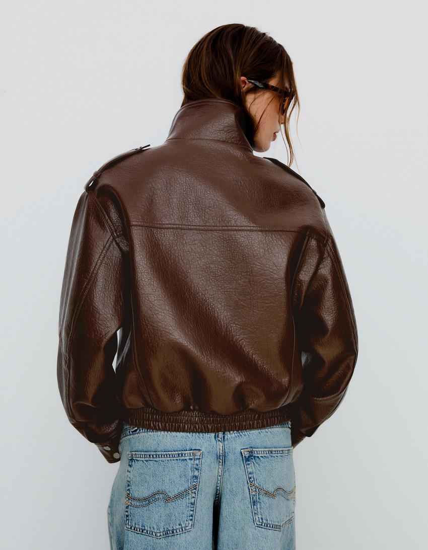 Blouson Similicuir Col Cheminée
