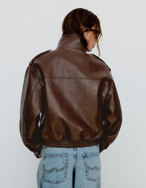 Blouson Similicuir Col Cheminée