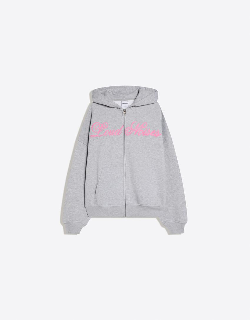 SWEAT OVERSIZE ZIPPÉ À CAPUCHE IMPRIMÉ