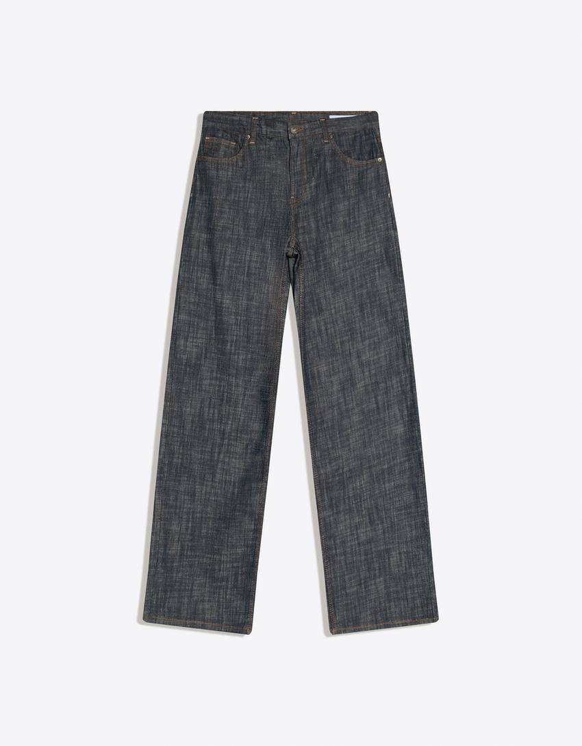 Jeans Boyfriend Taille Basse Texturé