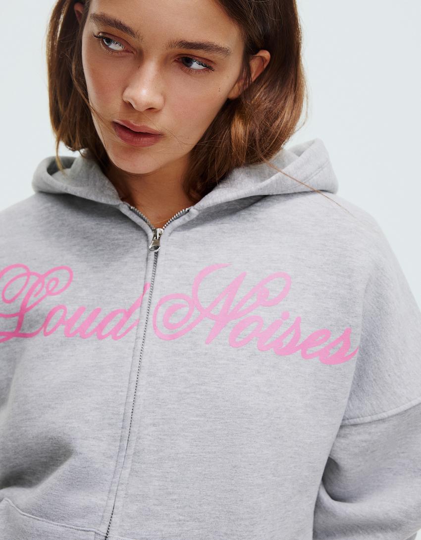 SWEAT OVERSIZE ZIPPÉ À CAPUCHE IMPRIMÉ