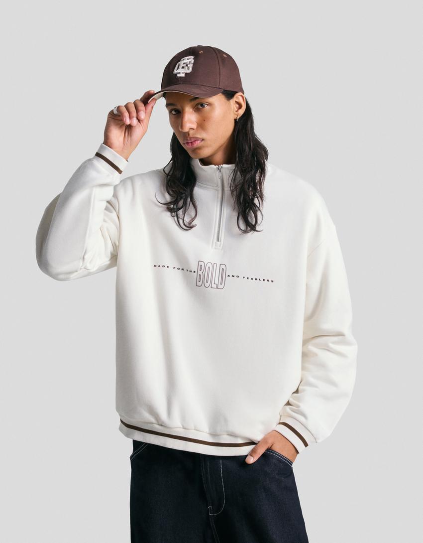 SWEAT À COL ZIPPÉ IMPRIMÉ