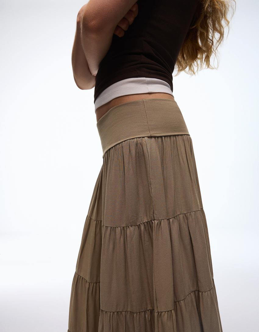 Jupe Midi Taille Repliée