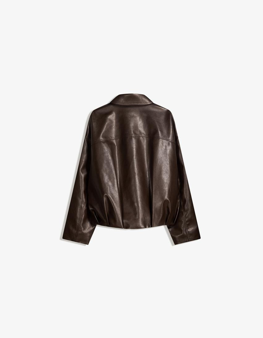 Blouson Bomber Similicuir Ceinture