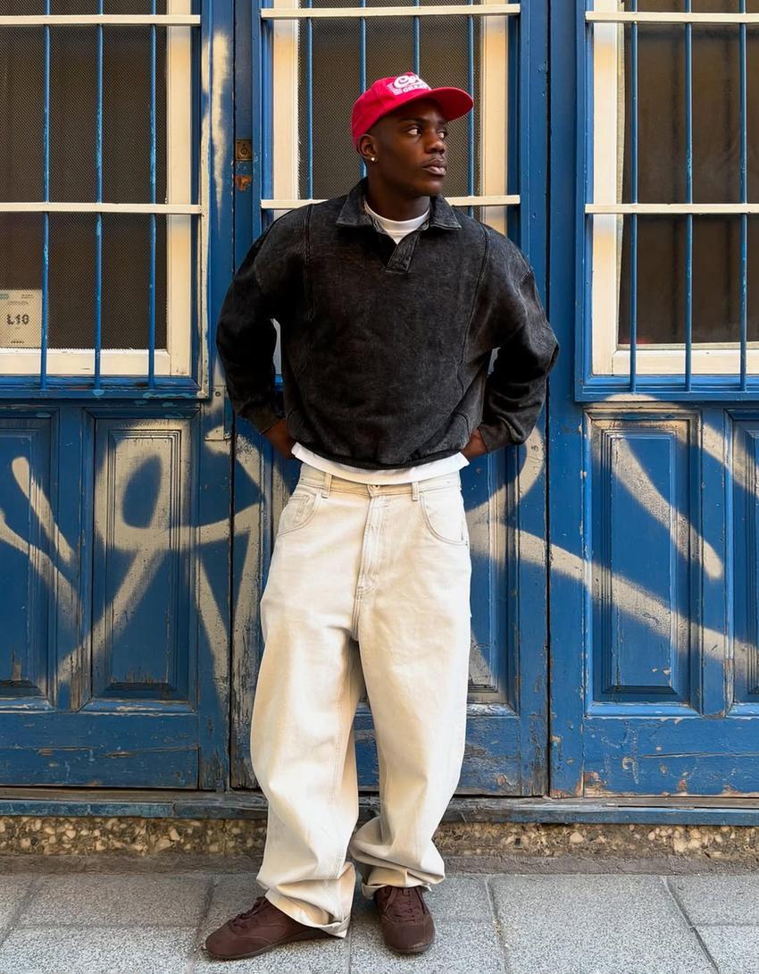 SWEAT À COL POLO OVERSIZE