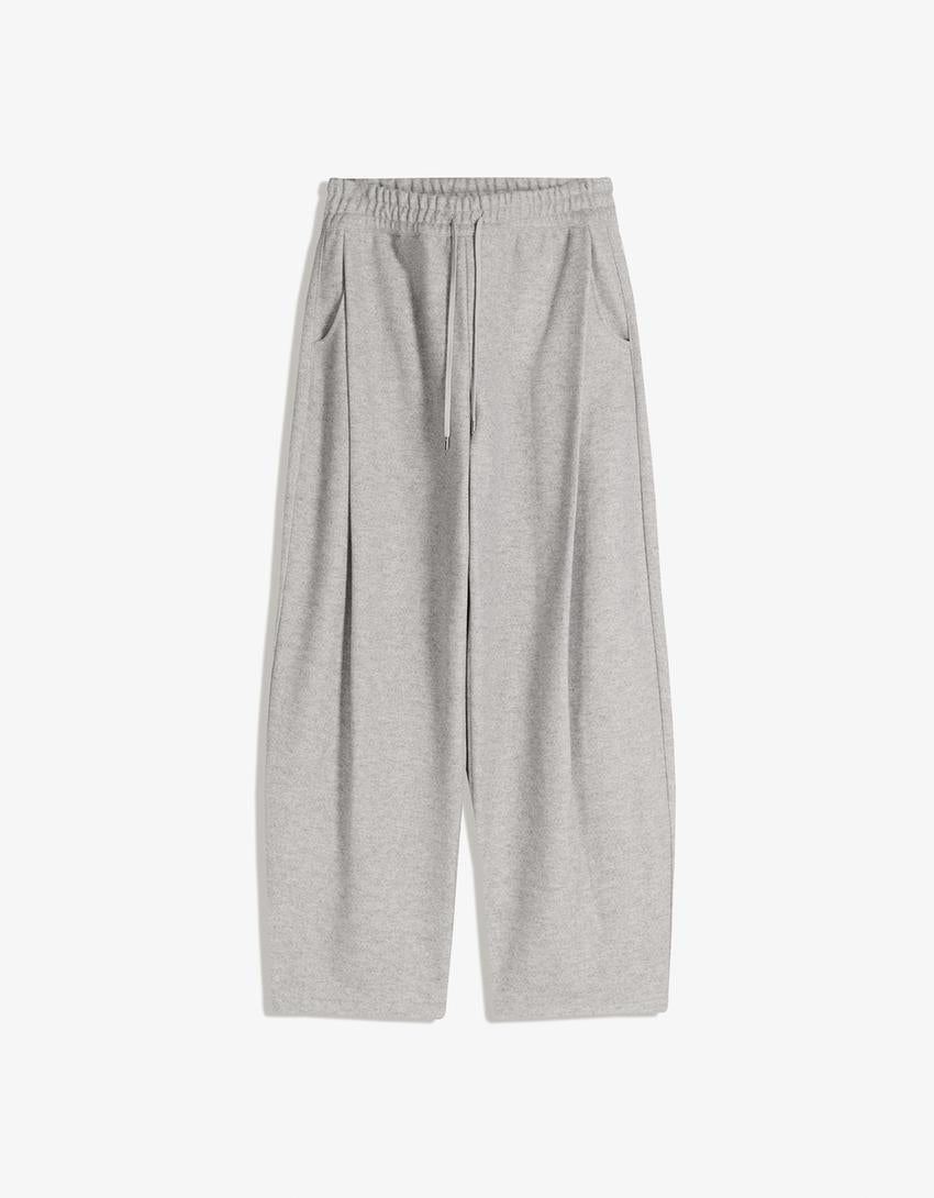 PANTALON BALLON À PINCES EN TISSU