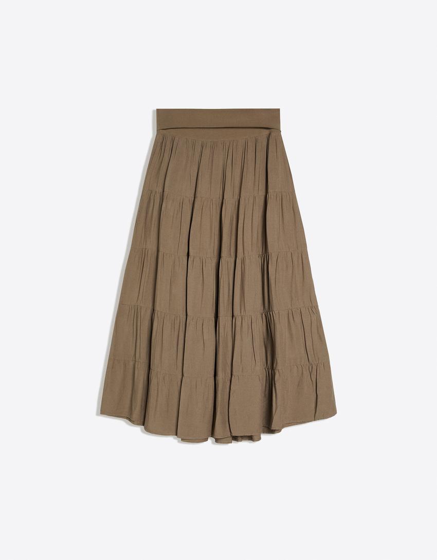 Jupe Midi Taille Repliée