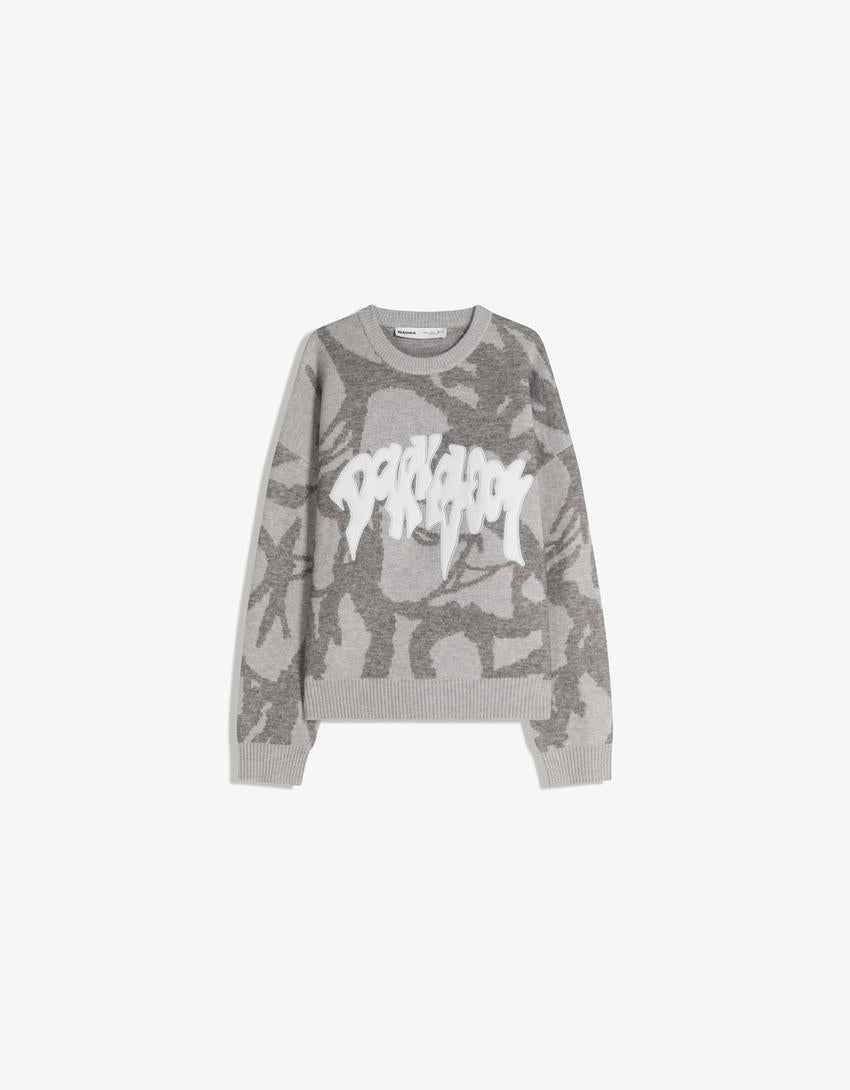 Pull brodé à imprimé