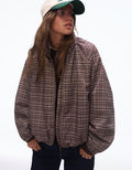 Blouson Zippé Oversize À Carreau