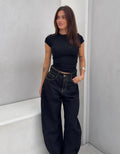 Jeans Wide Leg Barrel Taille Haute
