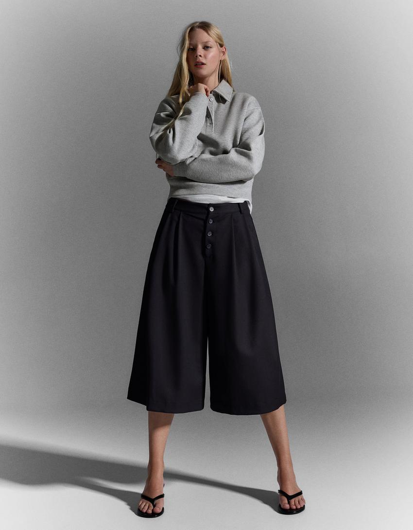 BERMUDA JUPE-CULOTTE RAYÉE