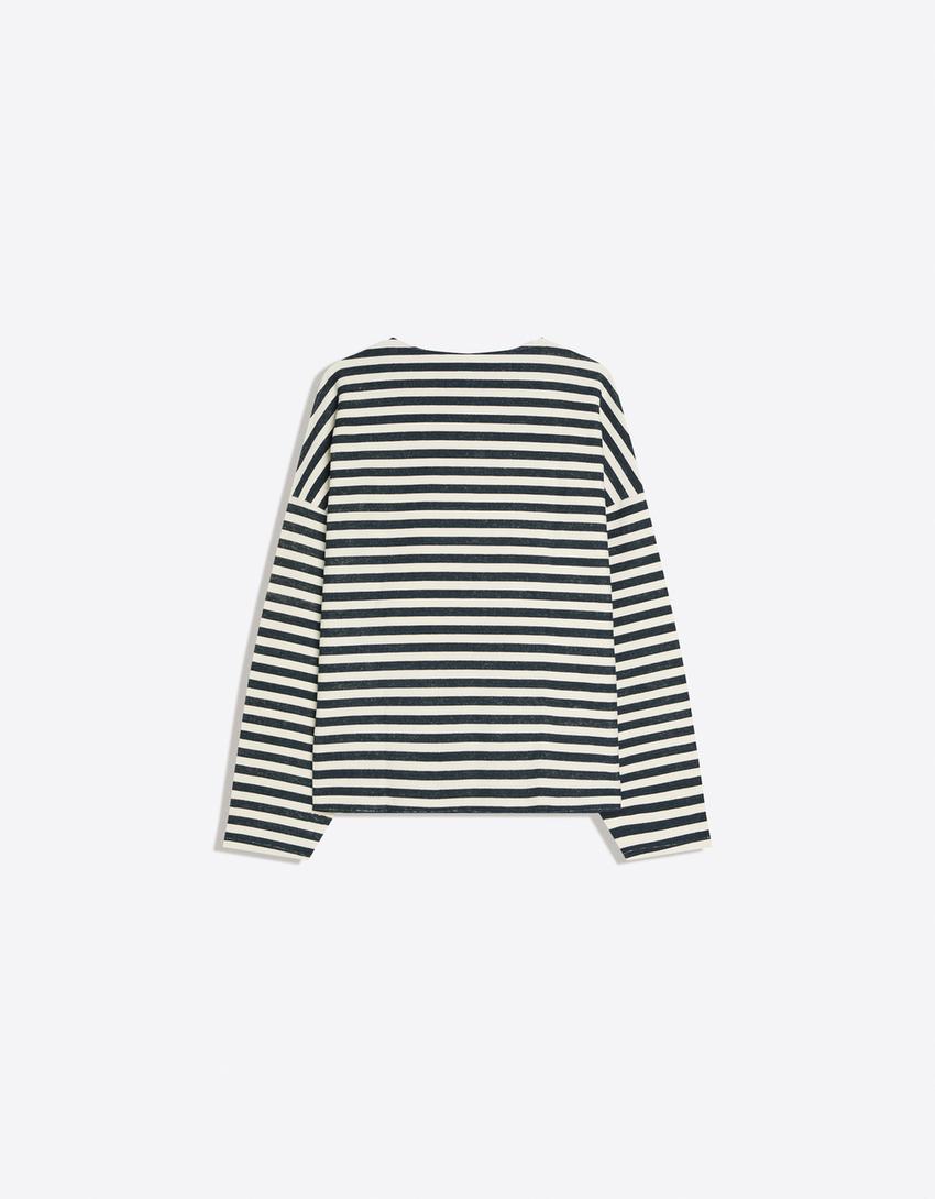 Sweat-Shirt Col Rond Rayé