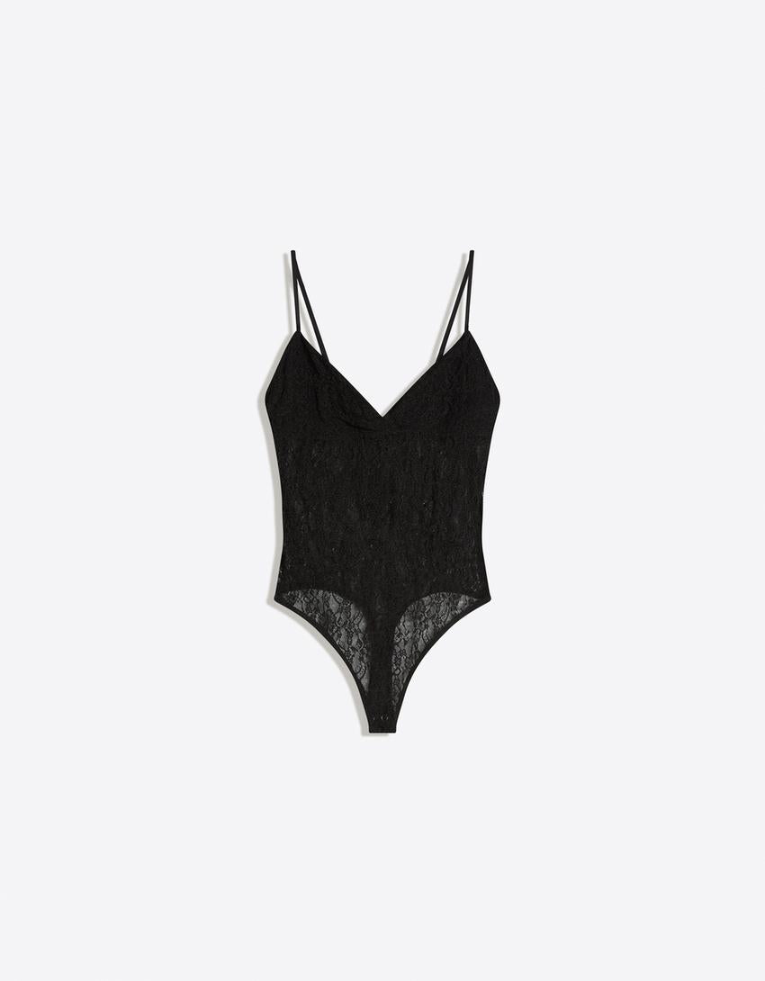 BODY DENTELLE À BRETELLES