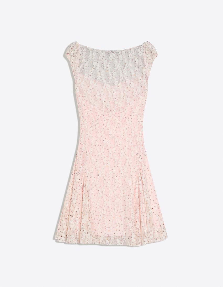 Mini Robe En Dentelle Imprimée