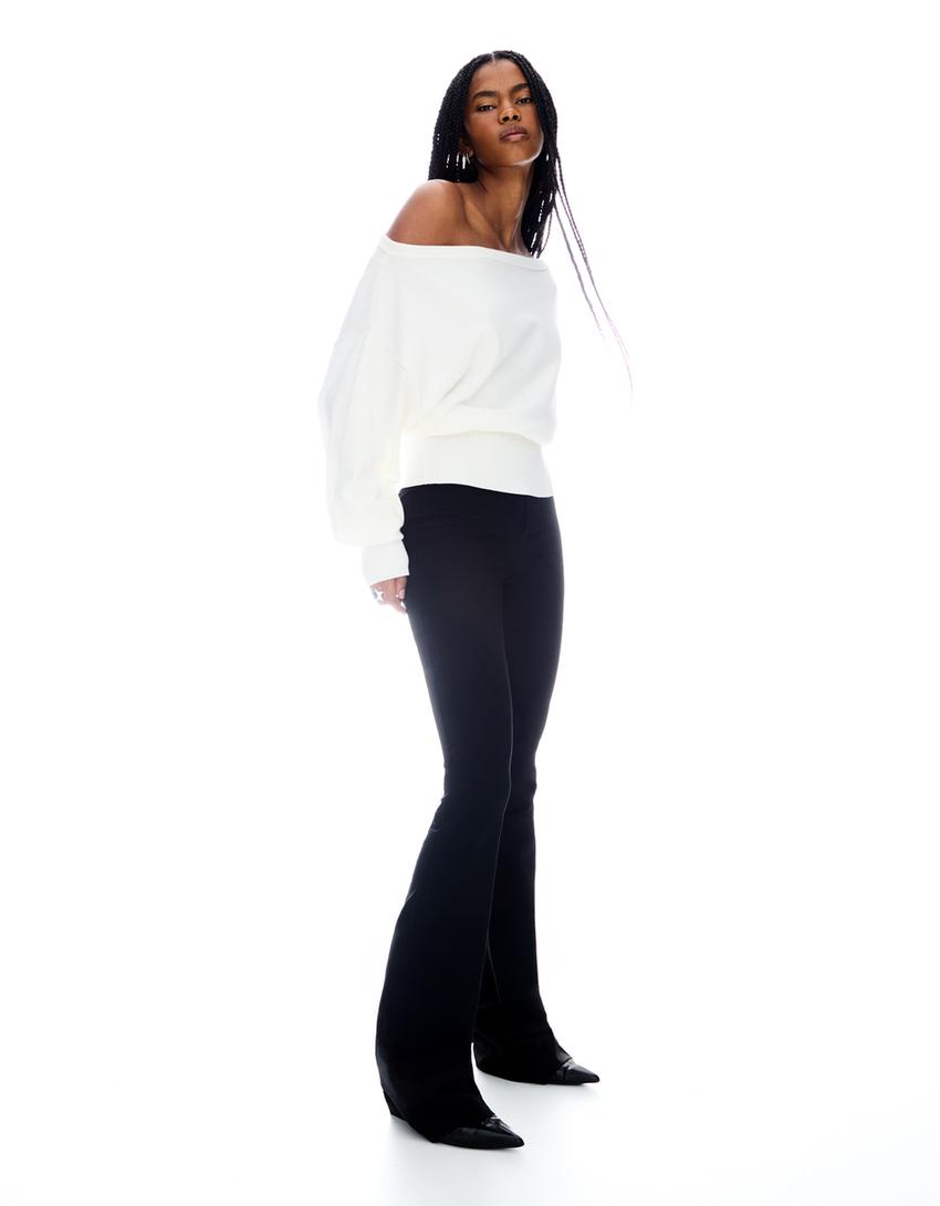 Pull Asymétrique À Ourlet Côtelé